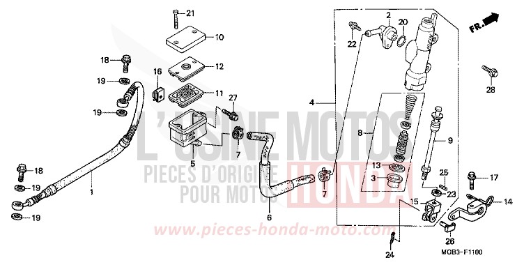 REAR BRAKE MASTER CYLINDER for Transalp 650 MUTE BLACK METALLIC (NH359) from 2001